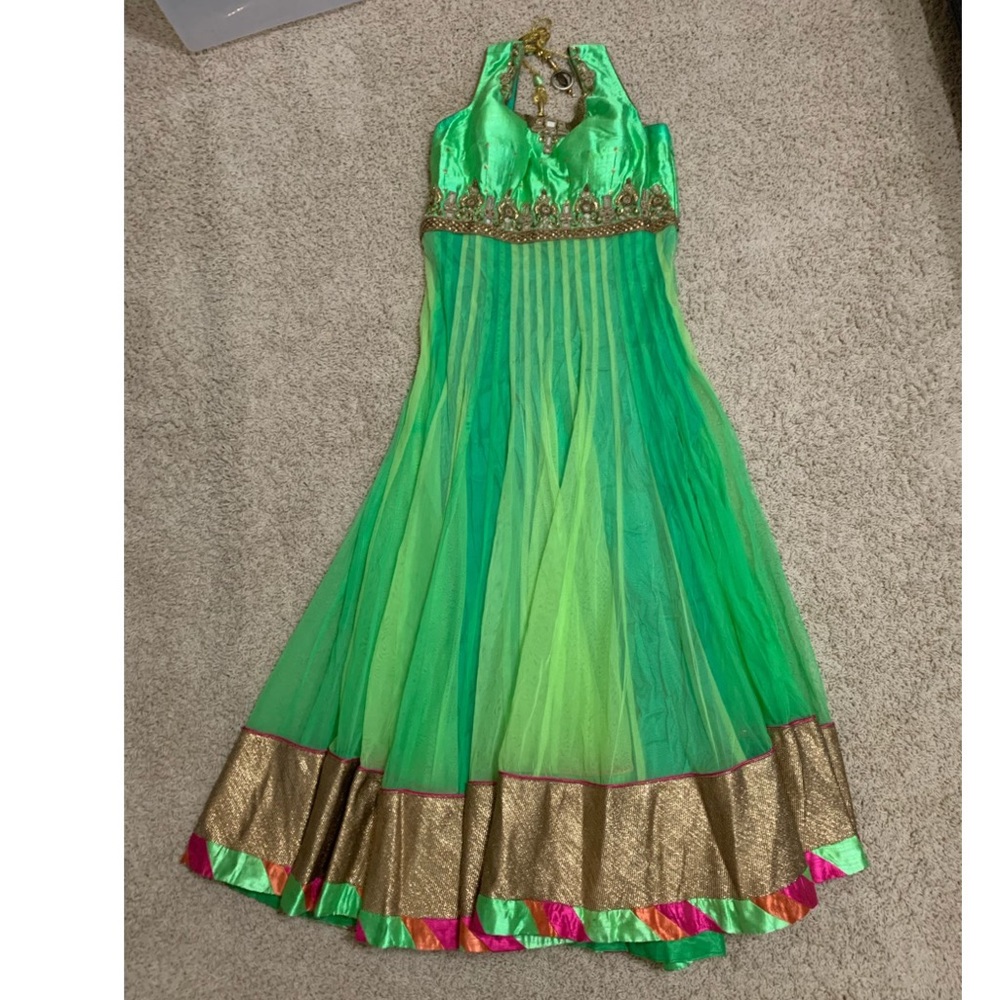 green sleeveless outfit